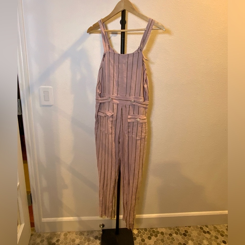 Rag and Bone Linen Striped Pink Jumpsuit.